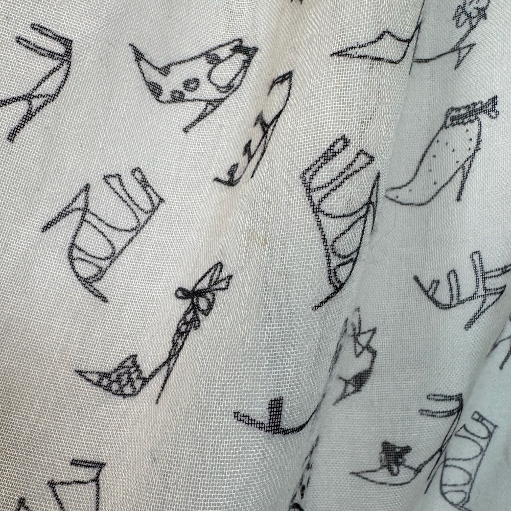 J. Crew Cream Sheer Scarf with Black Shoe Print - Picture 4 of 6